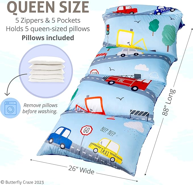 Butterfly Craze Floor Pillow Bed Lounger, Cozy and Stylish Seating Solution for Kids & Adults, Recliner Floor Cushion for Ultimate Comfort, 5 Pillows Already Included, Transportation, Queen