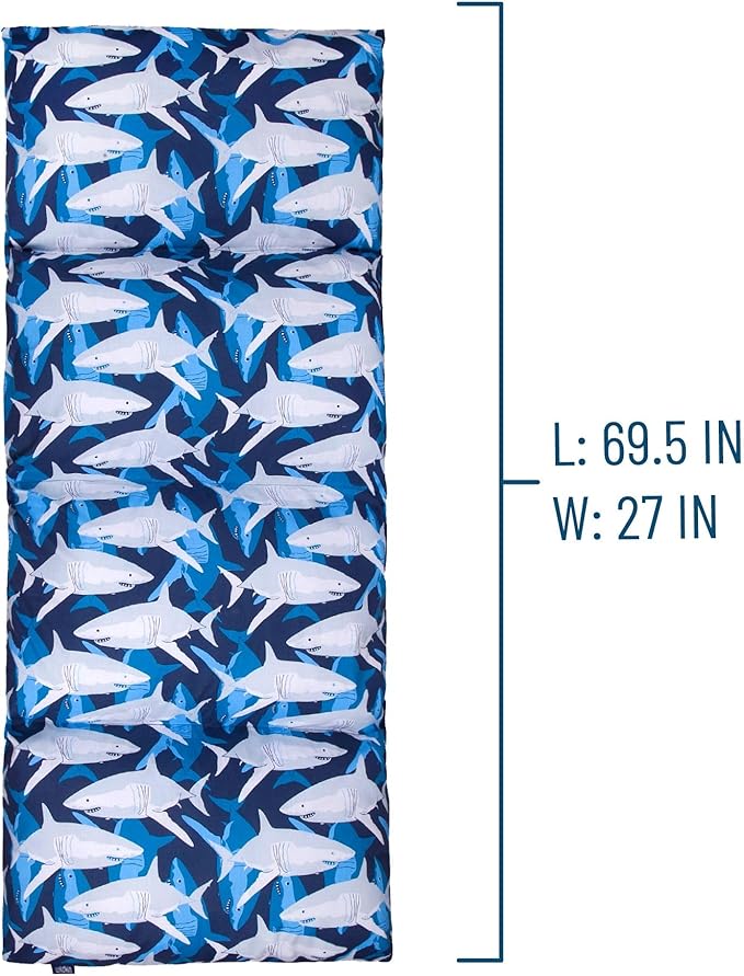 Wildkin Kids Floor Lounger: Ideal for Boys and Girls, Travel-Friendly, Perfect for Sleepovers - Pillow Lounger for Kids, Requires Standard Size Pillows Not Included (Sharks)