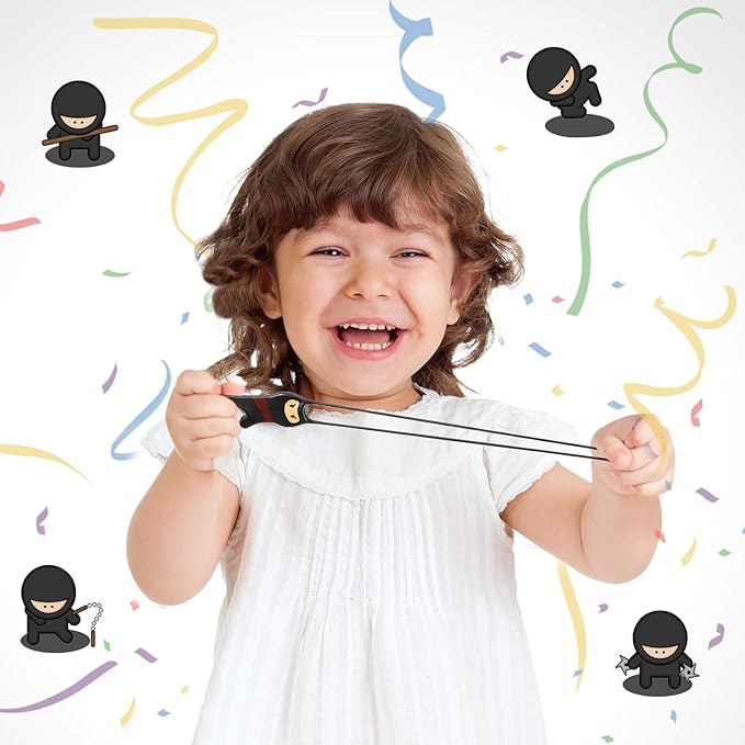 48 Pcs Stretchy Flying Ninjas Stretchable Funny Finger Ninja Slingshot Toys Elastic Stretchy Flying Slingshot Ninja Toys Ninja Party Favors Supplies