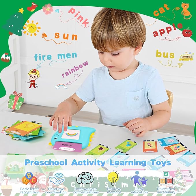 510 Words Pocket Speech Talking Flash Cards - Montessori Speech Buddy Early Learning Speech Buddy Flashcards for Toddlers, Audible Educational Device Speech Therapy Materials Development Sensory Toys