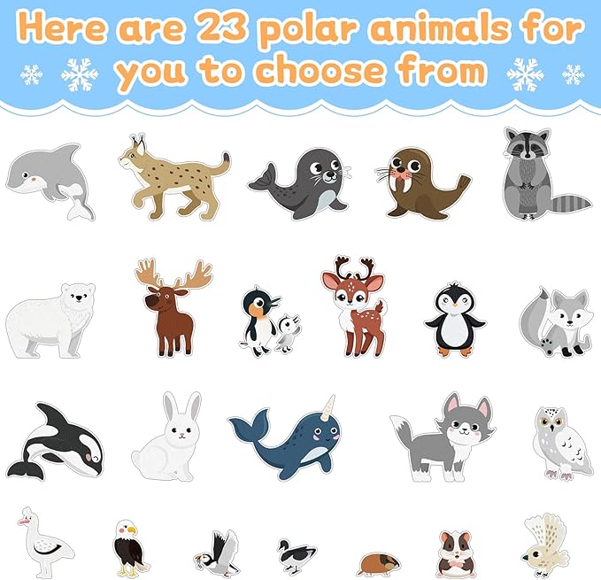 23 Pcs Felt Board Story Sets Polar Animals Felt Story Board Pieces Arctic Antarctica Ocean Animal Bear Penguin Whale Preschool Wall Storyboard Educational Learning Play Kit for Kids