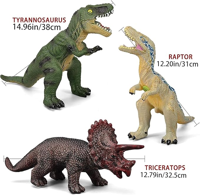 6 Piece Jumbo Dinosaur Toys for Kids and Toddlers, Dinosaur Toys for Kids 3-5, Large Soft Dinosaur Toys for Dinosaur Lovers - Perfect Dinosaur Party Favors, Birthday Gifts