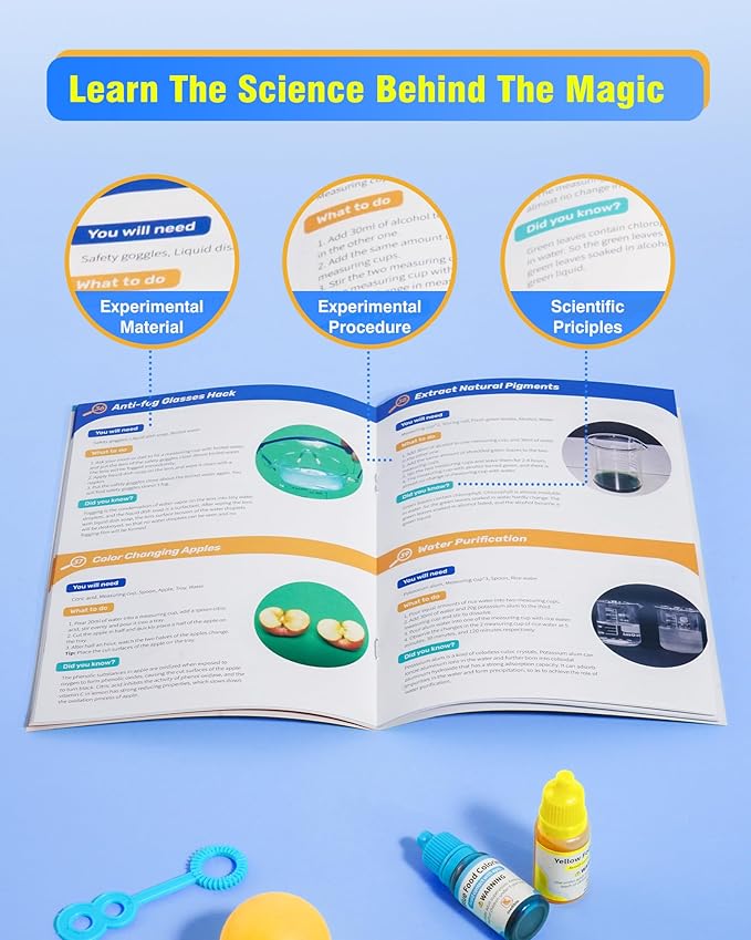 80+ Science Experiment Kit for Kids Ages 5-6-7-8, STEM Learning and Educational Toys, First Science Kit for Boys Girl Birthday Gifts