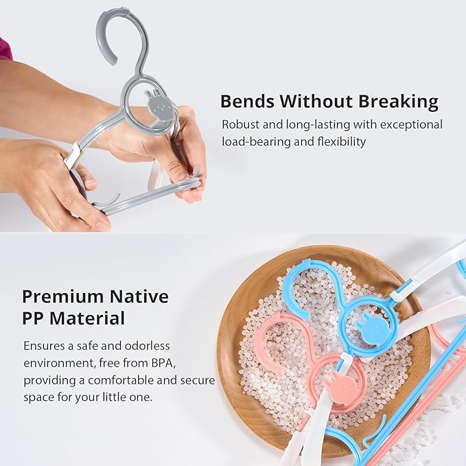 Adjustable Plastic Baby Hangers for Closet, Hanger for Baby Children Clothes, Suitable for Infant Toddlers Nursery Kids 11.4" Clothes Hangers 20Pack(Mix Colors)