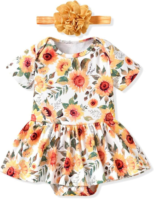 Aalizzwell Newborn Infant Baby Girls Bodysuit Dress