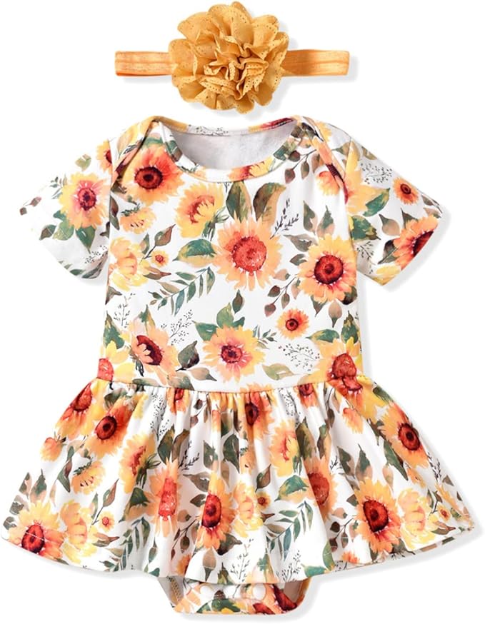 Aalizzwell Newborn Infant Baby Girls Bodysuit Dress