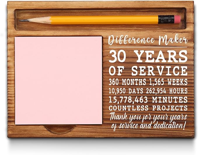30th Work Anniversary Sticky Note Holder, Thank You Appreciation 30 Year Work Anniversary Decor Gifts for Women, Employee, Him, Her, Happy 30th Work Anniversary Self-Stick Note Pad Holders GSH29