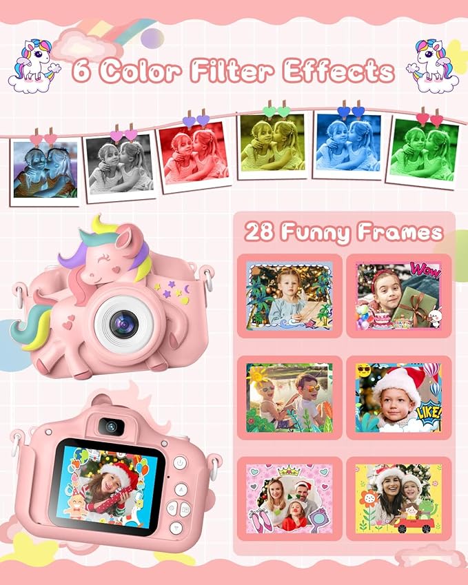 Kids Camera for 3-12 Years Old Toddlers Childrens Boys Girls Selfie Camera 20.0 MP HD 1080P IPS Screen Dual Digital Toy Camera for Kids Birthday