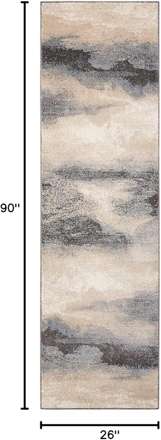 Nourison Maxell Nourison Flint 2'2" x 7'6" Area -Rug, Easy -Cleaning, Non Shedding, Bed Room, Living Room, Dining Room, Kitchen (2x8)