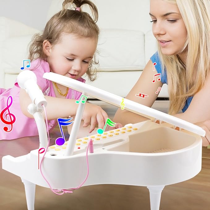 Amy&Benton Piano Keyboard Toy for Toddlers - 31 Key Baby Piano - White - Ages 3-4