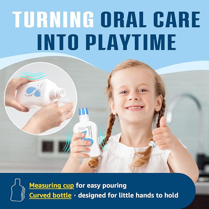 Kids mouthwash, Alcohol Fluoride Free Mouthwash for Kids, Natural P113+, Grape Flavor, 11.08 fl oz