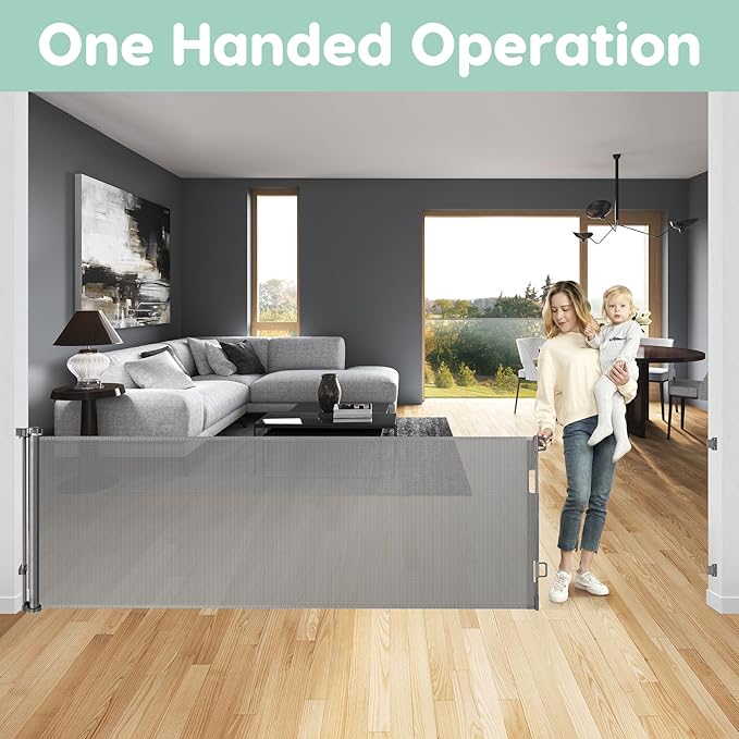 175 Inch Retractable Pet Gate Extra Wide Baby Gate Retractable Baby Gates Extra Wide Dog Gates for The House Extra Wide Pet Gates for Dogs Extra Wide Retractable Dog Gate Child Gates for Wide Openings