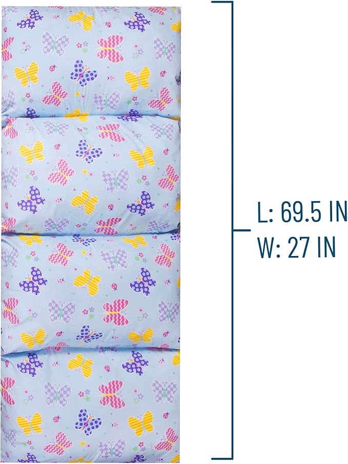 Wildkin Kids Floor Lounger: Ideal for Boys and Girls, Travel-Friendly, Perfect for Sleepovers - Pillow Lounger for Kids, Requires Standard Size Pillows Not Included (Butterfly Garden)
