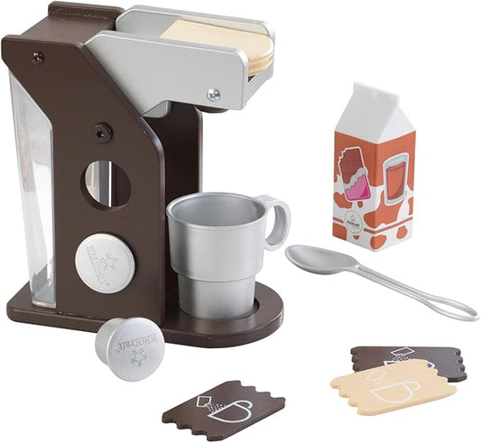 KidKraft Children's Espresso Coffee Set - Role Play Toys for The Kitchen, Play Kitchen Accessories, Gift for Ages 3+