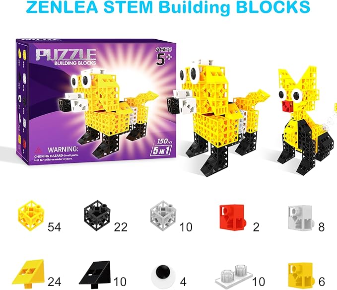 150 PCS Building Blocks for Toddlers, STEM Blocks for Toddlers 4-8, Educational Baby Blocks Sensory Toy for Preschooler to Improve Imagination, Creativity, Hands-on Ability