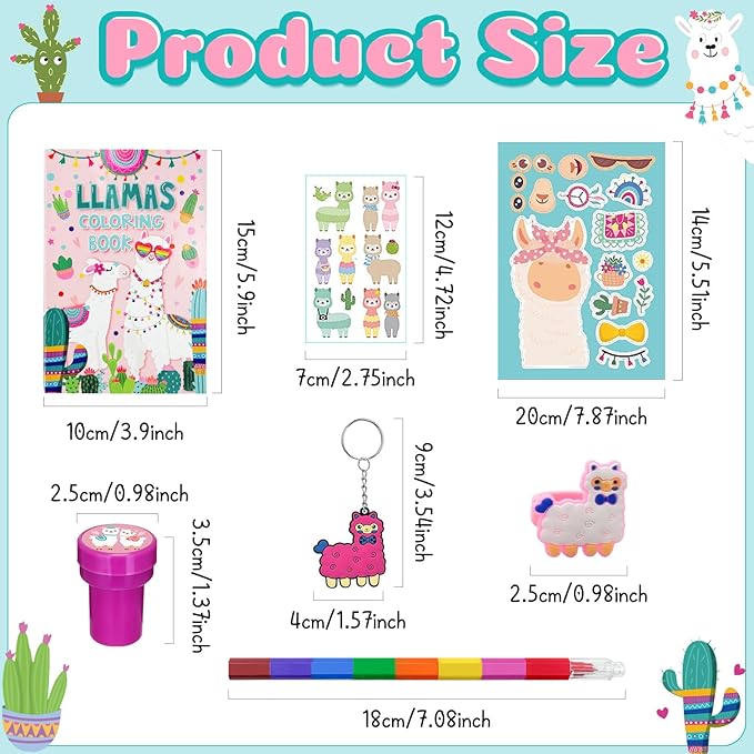 72 Pcs Llama Birthday Party Favors Kits ,Llama Coloring Book Alpaca Pinata Filler Cactus Goodie Bags Summer Mexican Party Supplies Llama Craft DIY Kit Face Stickers Tattoo for Fiesta Animal Party