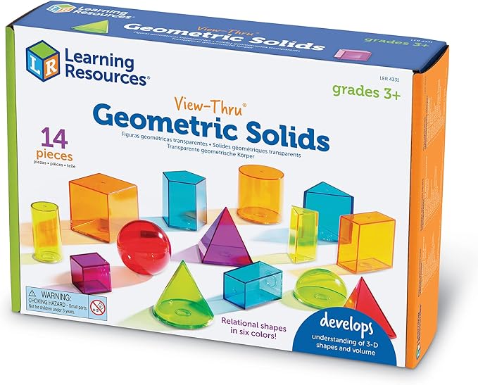 Learning Resources Plastic Base Ten Class Set & View-Thru Geometric Solids - Geometric Shapes, Back to School Supplies Must Haves, Math Teacher Supplies