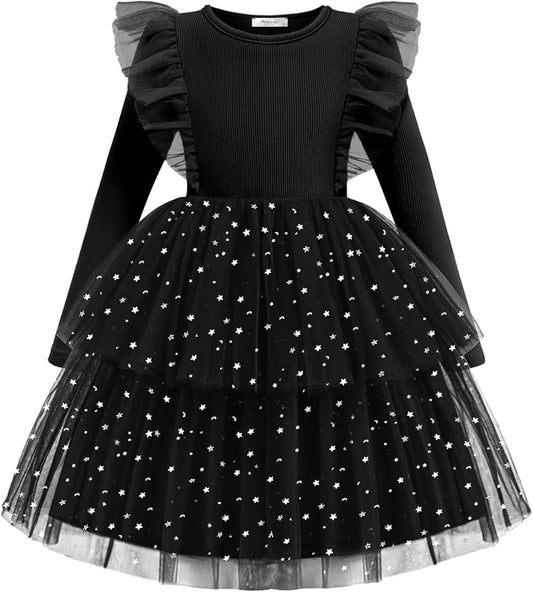 Arshiner Toddler Dress Baby Girls Tutu Tiered Formal Party Sequin Tulle Dresses Fall Winter Clothes for 1-6 Years