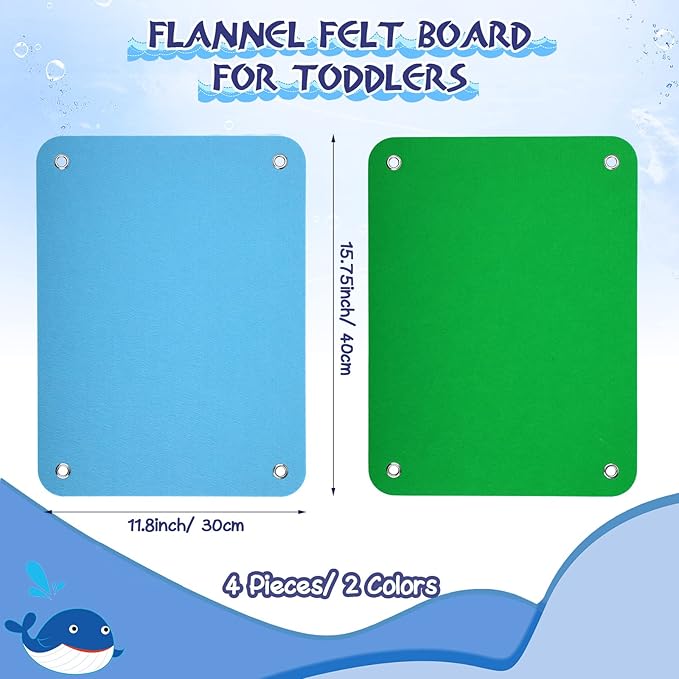 4 Pieces Felt Board for Toddlers Classroom Flannel Board Stories for Preschool Homeschooling, Kids Felt Story Activity Wall Hanging Children Birthday Gifts, 11.8 x 15.75 Inch, 2 Colors