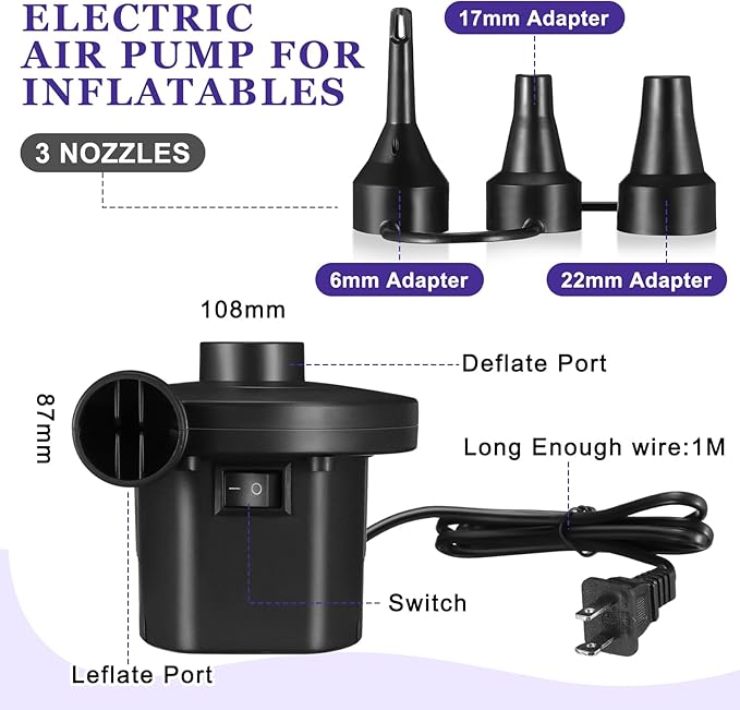 2 Pcs Bean Bag Chairs for Adults Kids Inflatable Chairs with Electric Air Pump Blow up Chair Inflatable Lazy Sofa Folding Portable Inflatable Chair for Living Room Bedroom(Blue)