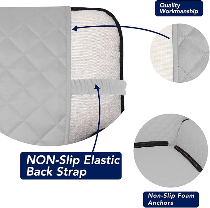 PureFit Reversible Quilted Sofa Cover, Water Resistant Slipcover Furniture Protector, Washable Couch Cover with Non Slip and Elastic Straps for Kids, Pets (Oversized Sofa, Light Gray/Ivory)