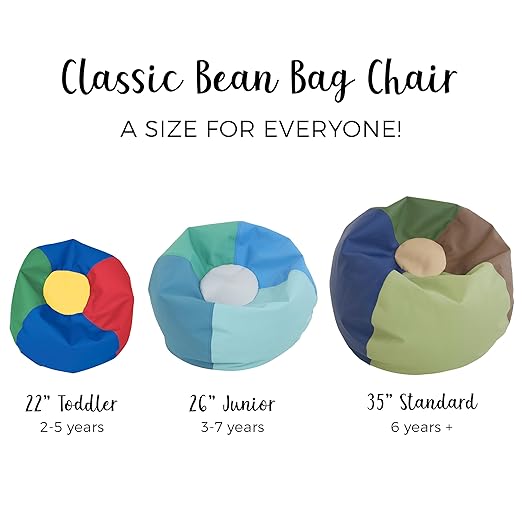 Factory Direct Partners 10477-TL SoftScape Classic 26" Junior Bean Bag Chair, Furniture for Kids, Libraries or Home - Teal