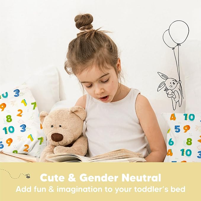 Toddler Pillow with Pillowcase - 13x18 My Little Dreamy Pillow, Organic Cotton Toddler Pillows for Sleeping, Kids Pillow, Travel Pillows, Mini Pillow, Nursery Pillow, Toddler Bed Pillow (Dino123)