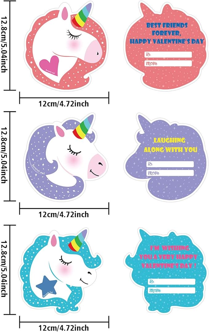 36 Pieces Unicorn Valentines Day Scratch and Sniff Cards for Kids, 6 Style Unicorn Scents Scratch and Sniff Exchange Present Cards for School Classroom Supplies Children Party Favors with 36 Envelopes
