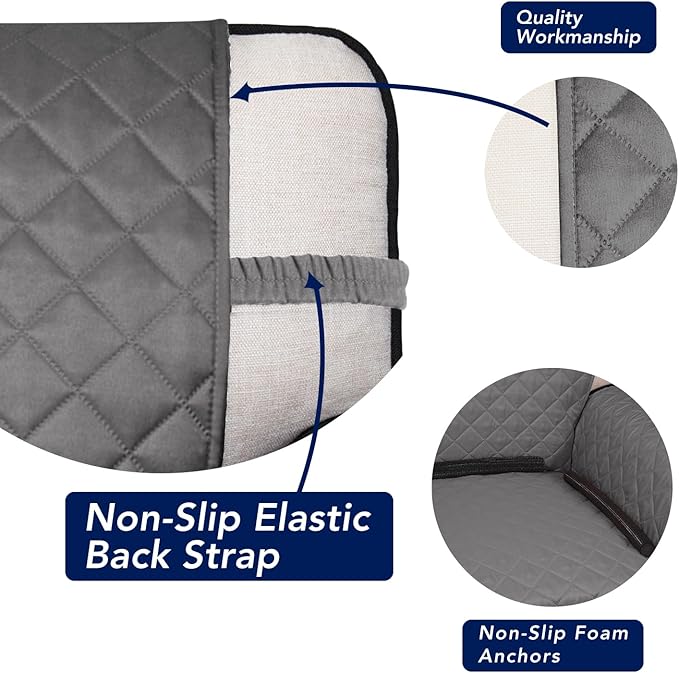 PureFit Reversible Quilted Sofa Cover, Water Resistant Slipcover Furniture Protector, Washable Couch Cover with Non Slip and Elastic Straps for Kids, Dogs, Pets (Loveseat, Gray/Ivory)