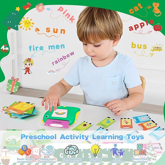 510 Words Pocket Speech Talking Flash Cards - Montessori Speech Buddy Early Learning Speech Buddy Flashcards for Toddlers, Audible Educational Device Speech Therapy Materials Development Sensory Toys