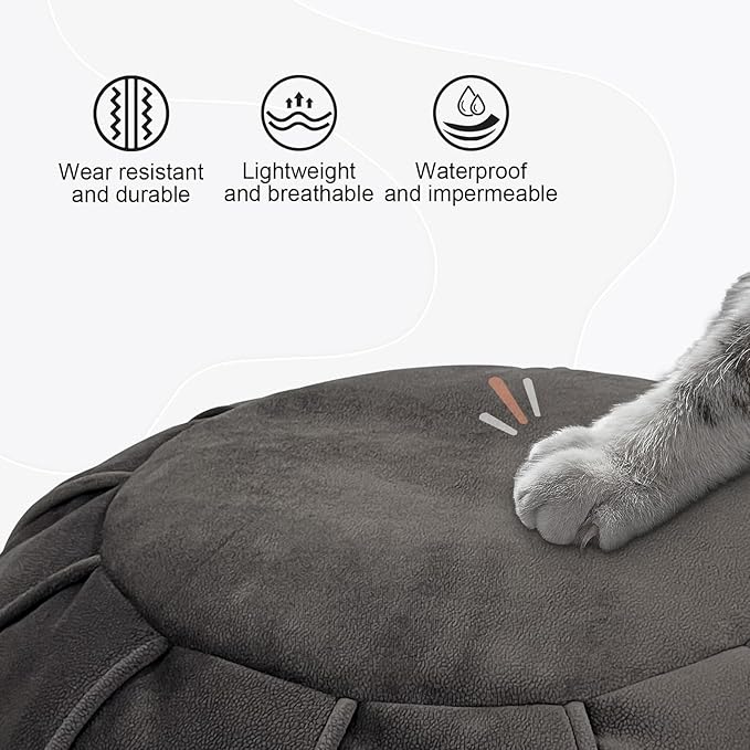 Louis Donné Unstuffed Ottoman Pouf Cover, Eco-Friendly Fabric Pouf Ottoman Floor Chair with Storage Solution for Bedroom, Round Foot Stools for Seating Poufs for Living Room Camper（Dark Brown）