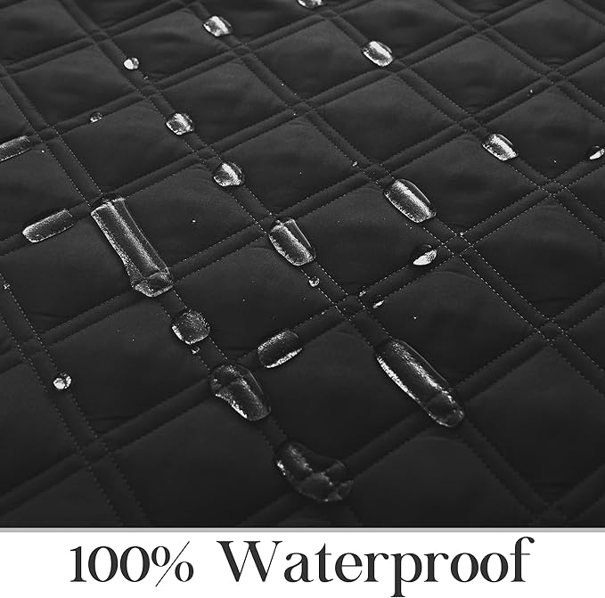 TOMORO Non-Slip Oversized Recliner Cover, 100% Waterproof Quilted Recliner Chair Slipcover Furniture Protector with Pockets, Washable Couch Cover with Elastic Straps for Kids and Pets