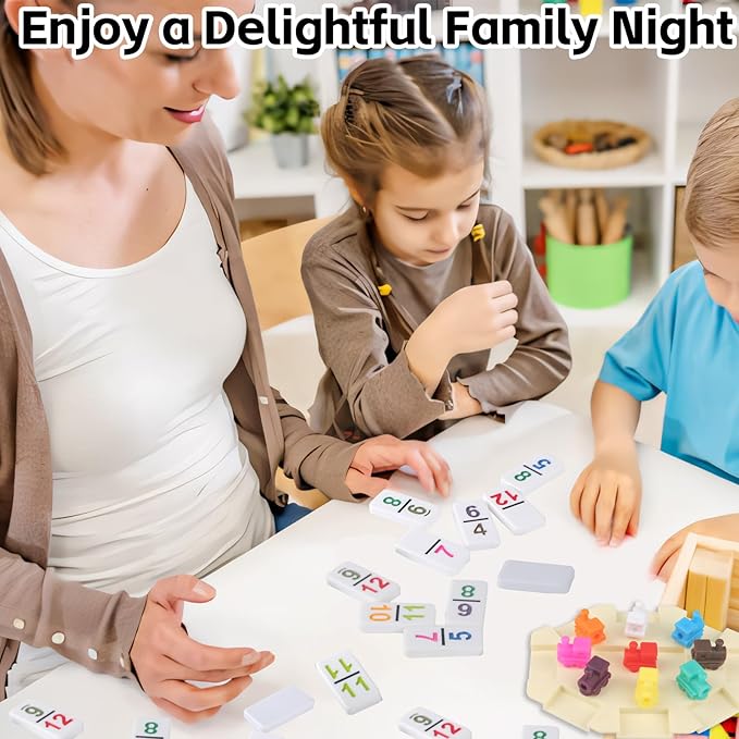 Mexican Train Dominoes Set Double 15,Double Fifteen Dominoes with 136 Colored Tiles,Number Dominos for Adults Family Board Games with Lightweight EVA Case Portable for Travel Camping