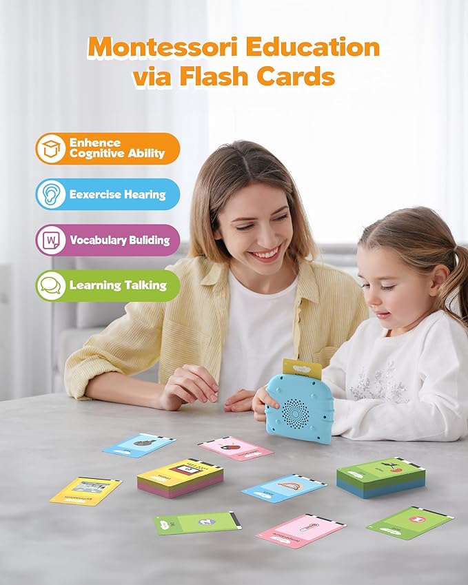 510 Words, Talking Flash Cards for Toddler 1 2 3 4 Year Olds, Language Learning Toys, Pocket Speech Therapy Toys, Autism Toys, Montessori Toys with 31 Themes, Children's Sensory Educational Toys
