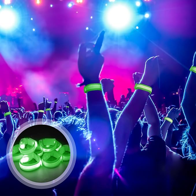 8pcs LED Light Up Bracelets Glow Flashing Wristbands Glow in The Dark Party Supplies for Wedding, Raves, Concert, Camping,Sporting Events, Party