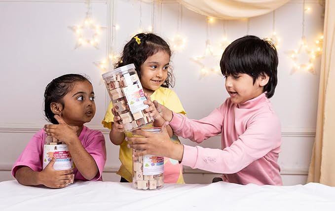 Arabic Alphabets & Number Wooden Stamps with Ink Pad in Jar– Educational Learning & Development Tool for Kids – Fun Montessori Arabic Language & Number Recognition Set for Toddlers & Preschoolers