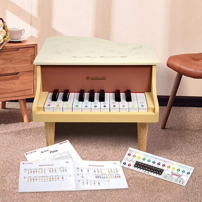MUSICUBE Kids Mini Piano - 18 Key Grand Piano for 3-7 Year Olds, Beginner Girls & Boys, Educational Musical Instrument Gift Choice (C4-F5 Range)