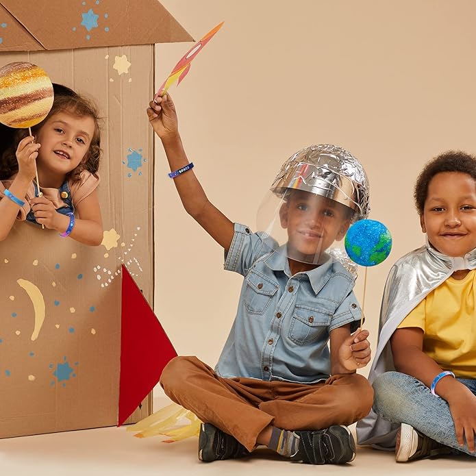 Aoriher Outer Space Party Favors Space Bracelets, Galaxy Star Astronaut Bracelets Rubber Silicone Wristbands, Alien Astronaut Toys Space Party Favors for Kids Space Birthday Themed Party