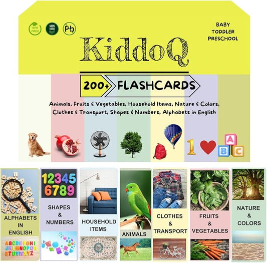 207 Thick Flash Cards for Toddlers, First Words Flashcards, Letter, Number, Color, Animal, Baby Flash Cards, Ages 1 2 3 4, Toddlers Learning Flash Cards, Montessori Toys Curious Activity Cards