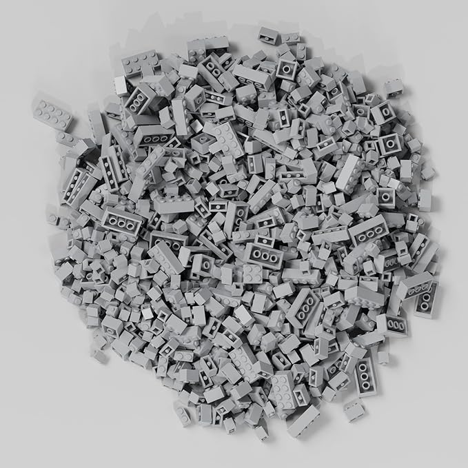 300 Pcs Classic Building Bricks, Light Gray Bulk Bricks,Compatible with Major Brands Parts and Pieces, Creative Building Block Toys for Boys Girls Ages 6 7 8 9 10 Year Old