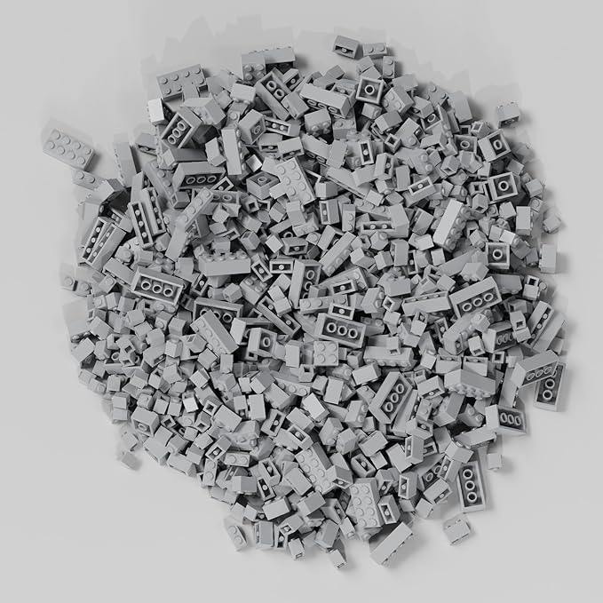 300 Pcs Classic Building Bricks, Light Gray Bulk Bricks,Compatible with Major Brands Parts and Pieces, Creative Building Block Toys for Boys Girls Ages 6 7 8 9 10 Year Old