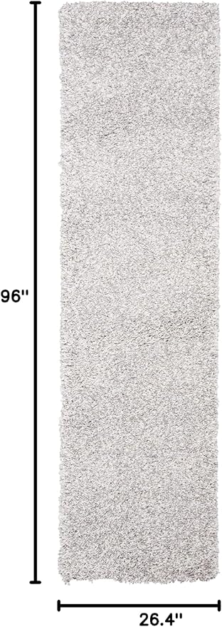 SAFAVIEH Royal Shag Collection Runner Rug - 2'2" x 8', Light Grey, Non-Shedding & Easy Care, 2-inch Thick Ideal for High Traffic Areas in Living Room, Bedroom (RYG117G)