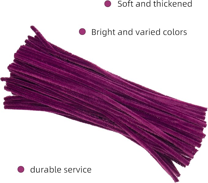 200 Pcs Pipe Cleaners, 12 Inch Long Pipe Cleaners Craft Supplies, Colorful Pipe Cleaners Pastel for Halloween Decoration, Christmas Day and Valentine’S Day DIY Art Creative Crafts (Dark Red)