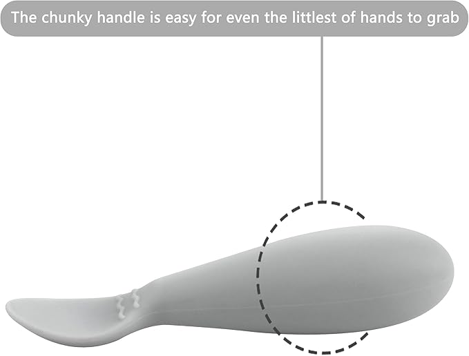 PandaEar Baby Infant Spoons BPA Free, 4-Pack, Soft Silicone, Self Feeding Fat Handle Utensil