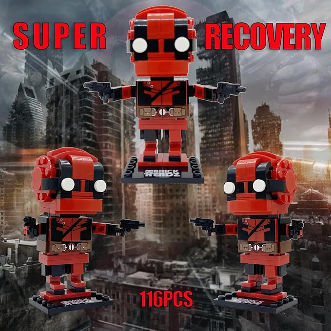 3 Animated Movies Building Figures Compatible with Lego, Comedy Dead Pool - Scheming Joker - Justice Superman Brick Mini Headz, Comic Book Film Character Superheroes Stacking Toy Ideal Gift for Kid