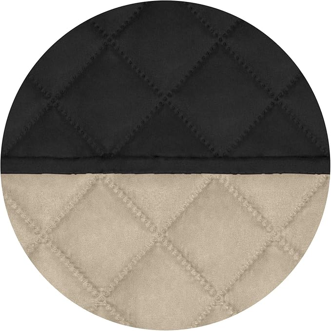 PureFit Reversible Quilted Sofa Cover, Water Resistant Slipcover Furniture Protector, Washable Couch Cover with Non Slip and Elastic Straps for Kids, Dogs, Pets (Small Recliner, Black/Beige)