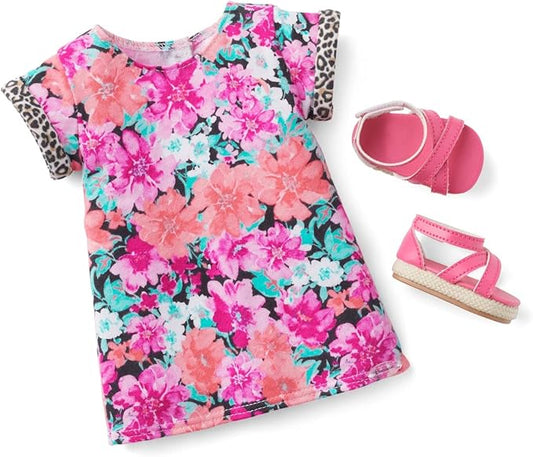 American Girl Truly Me 18-inch Doll Show Your Sweet Side Outfit with Printed T-shirt Dress and Espadrilles, For Ages 6+