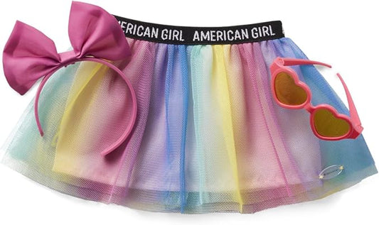 American Girl Truly Me 18-inch Doll Accessories Rainbow Skirt, Pink Headband, and Heart-Shaped Sunglasses, For Ages 6+