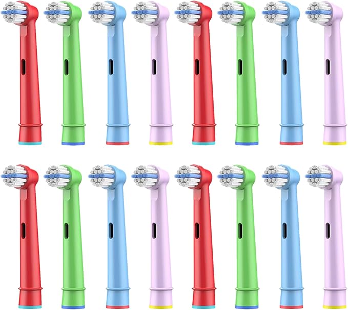 16pcs Kids Replacement Heads Compatible with Braun Oral B Kids Electric Toothbrush, Ultra Soft Bristles