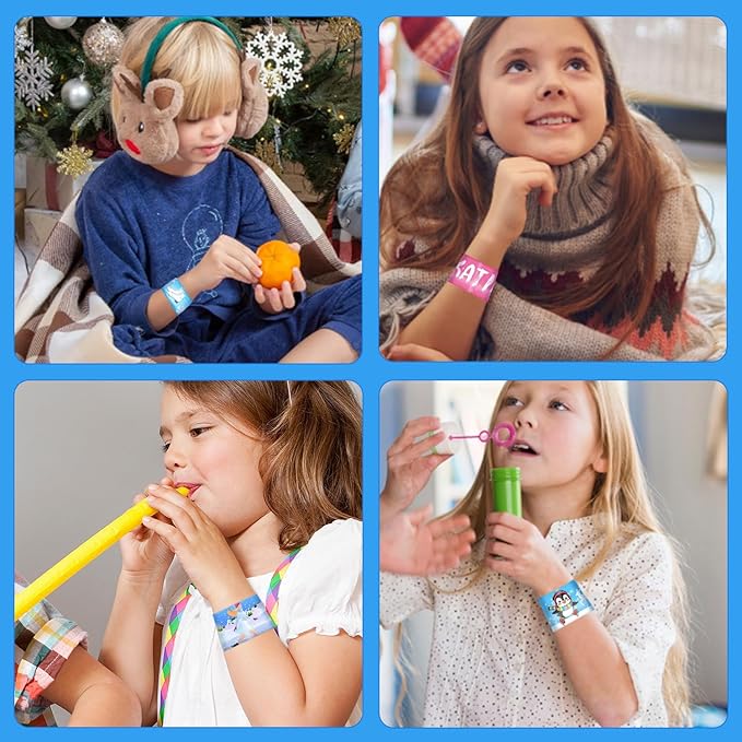 48 PCS Ice Skating Skate Slap Bracelets Party Favors, Ice Skating Wristbands Bracelets Goodie Bag Fillers for Winter Ice Skating Birthday Party Decorations Supplies for Kids Boys Girls